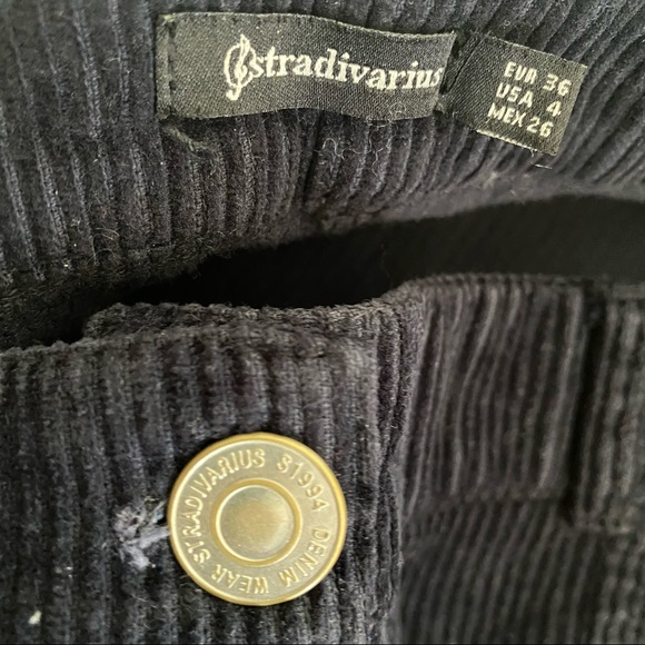 CORDUROY NAVY BLUE DENIM BUTTONED DOWN MINI SKIRT STRADIVARIUS ASOS XS 4 - Picture 5 of 6